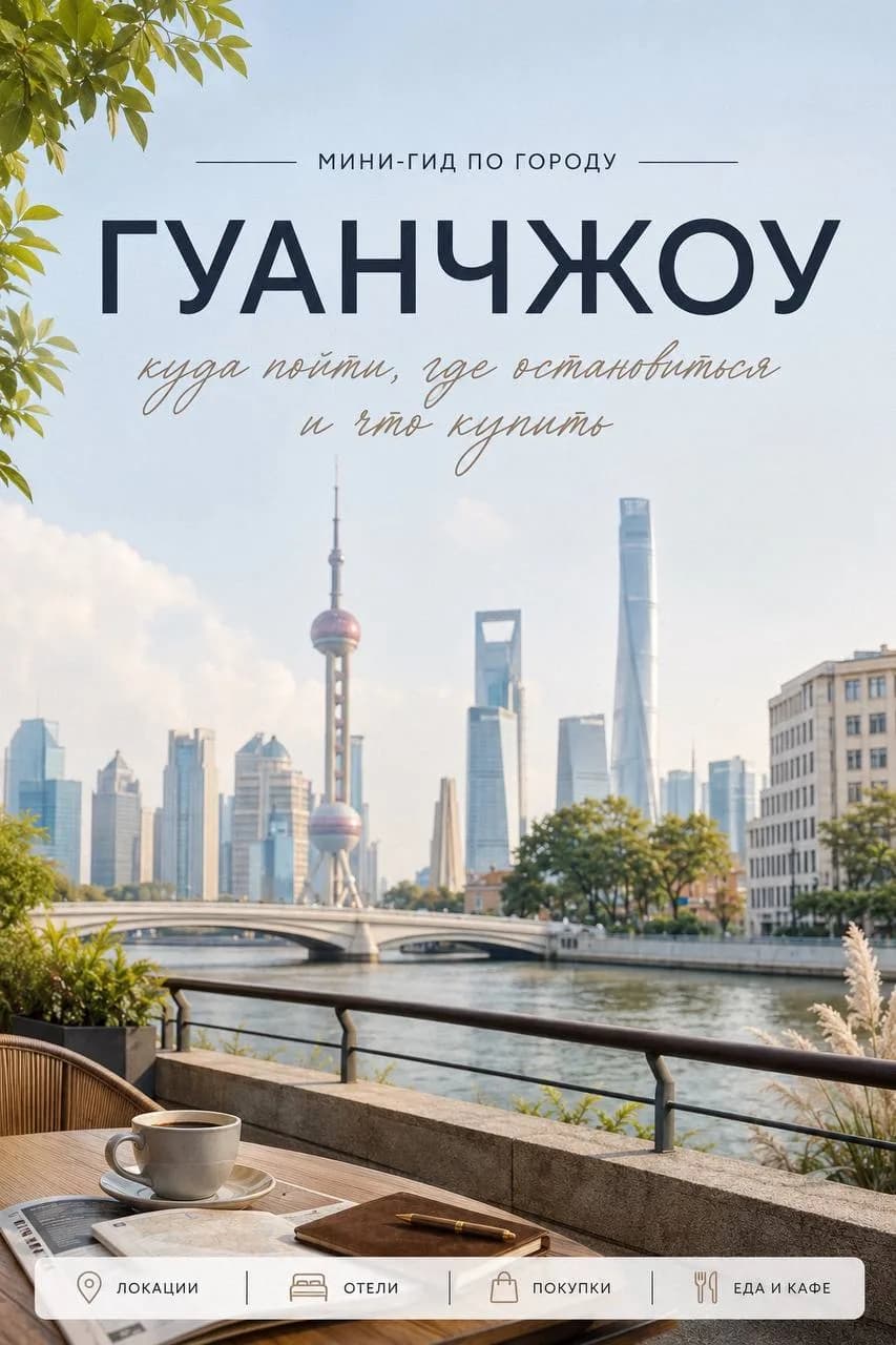 Небоскрёбы Гуанчжоу и башня Canton Tower над Жемчужной рекой