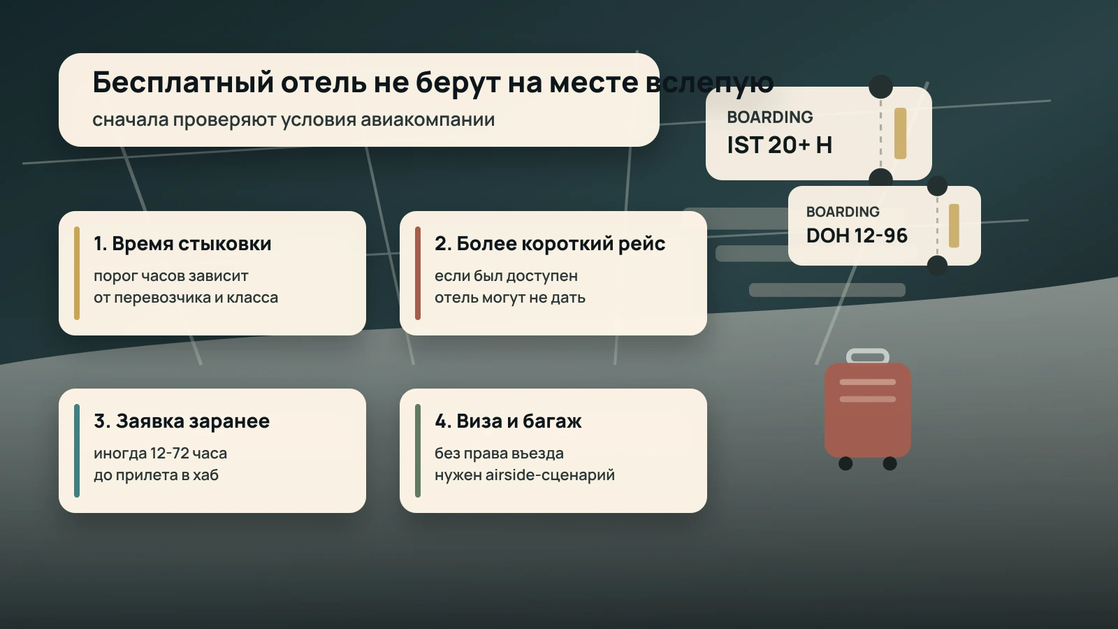 Как проверить право на бесплатный транзитный отель при длительной пересадке